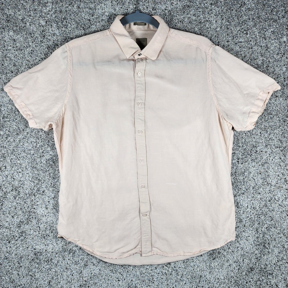 Rare Rabbit Button Up Shirt Mens XL Mik Light Pink Linen Blend Excellent